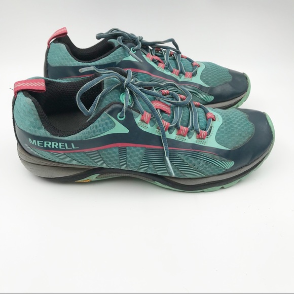 MERRELL Lace Up Teal Pink Hiking Shoes Sneakers Womens 8.5 - Picture 3 of 12